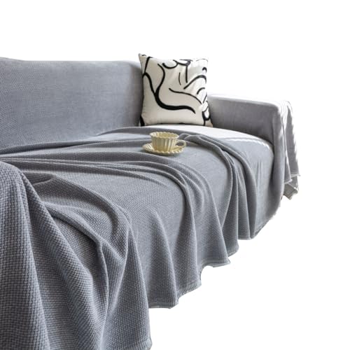 Sofa Überwurfdecke Rutschfest Waffel Tagesdecke Mit Quasten XXL 3/4/5/2 Sitze Sofabezug Sofa Abdeckung Grau Beige Premium Wendedecke Als Bettüberwurf Sofaüberwurf Couchdecke Oder Wohnzimmerdecke ( Col von AHYBE