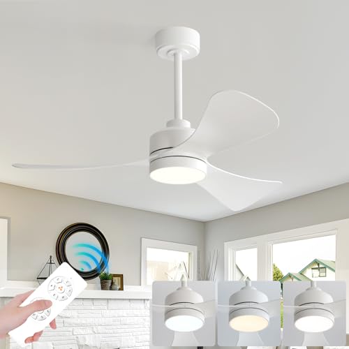 AI-LIGHTING Deckenventilator mit Beleuchtung und Fernbedienung 106cm Deckenlampe mit Ventilator 3 Lichtfarben| 6 Geschwindigkeiten|Timer Deckenleuchte mit Ventilator für Wohnzimmer Schlafzimmer von AI-LIGHTING