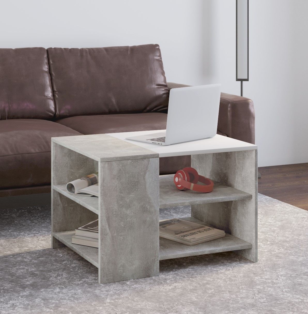 Couchtisch Beistelltisch Wohnzimmertisch Sofatisch 70 x 50 - Beton Optik / Weiß von AI SEN Consulting GmbH