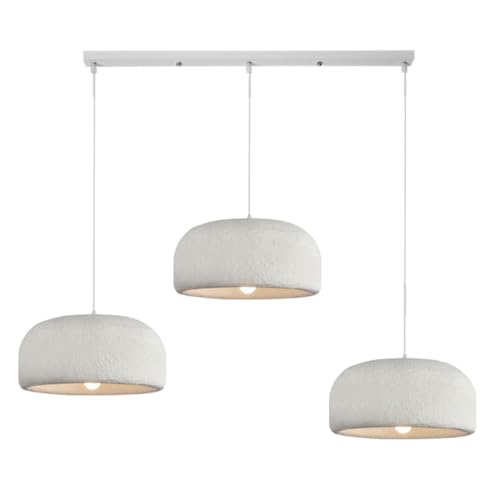 AIAO Pendelleuchte Japanischer Wabi-Sabi-Stil Esstisch Hängelampe E27 3 Köpfe Kronleuchter Polystyrol Pendellampe Bar Harz Leuchter for Wohnzimmer Café Restaurant Deko Hängeleuchten(A) von AIAO