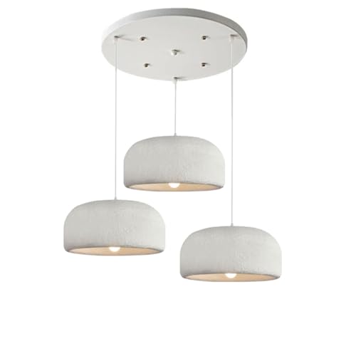 AIAO Pendelleuchte Japanischer Wabi-Sabi-Stil Esstisch Hängelampe E27 3 Köpfe Kronleuchter Polystyrol Pendellampe Bar Harz Leuchter For Wohnzimmer Café Restaurant Deko Hängeleuchten(B) von AIAO