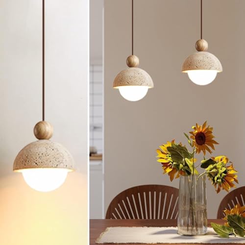 AIAO pendelleuchte Sphärische Wabi Sabi Naturstein hängelampe Retro lampen Japanischer Stil vintage lampe Esszimmer for Mädchenzimmer küchenlampe Schlafzimmer G9 Nordic nachttisch hängend(2PCS) von AIAO