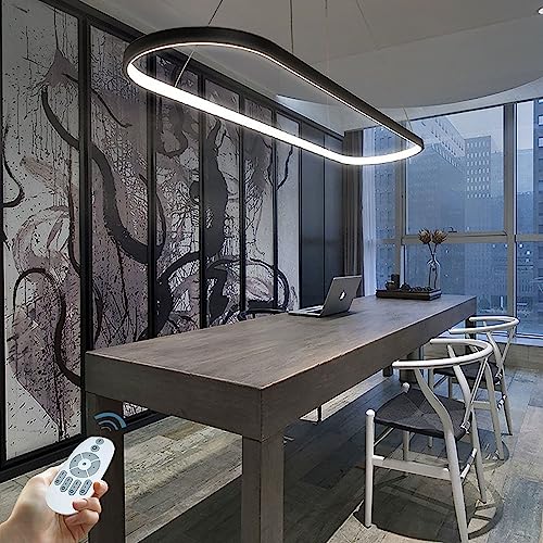 AIAO Hängelampe Moderne Pendelleuchte Esstisch LED Oval Pendellampe Mit Fernbedienung 54W Dimmbares Beleuchtung Restaurant Hängeleuchte Höhenverstellbar Für Wohnzimmer Küche Esszimmer lampen 120cm von AIAO