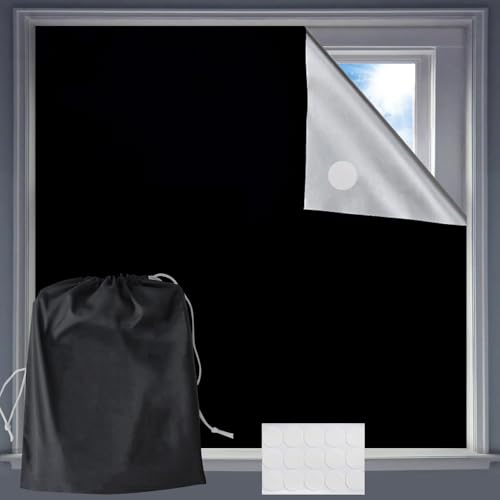 AIBAOBAO Fenster Verdunkelung, Dachfenster Verdunkelung Ohne Bohren, 145X300 cm, Blickdicht, Verdunklungsstoff, Verdunklungsrollo, Fenster Abdunkeln Groß, zur Babyzimmer Beschattung, Sichtschutz von AIBAOBAO
