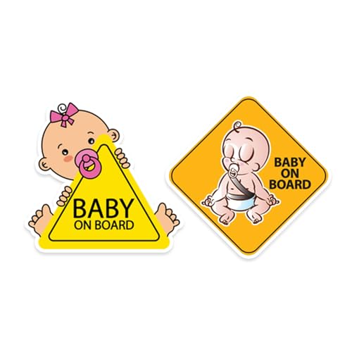AIBAOBAO Baby on Board Aufkleber Auto, 2 Stück Sticker 15 x 15 cm, Reflektierende Autoschild, Selbstklebend, Wasserdicht, Für Junge Und Mädchen von AIBAOBAO