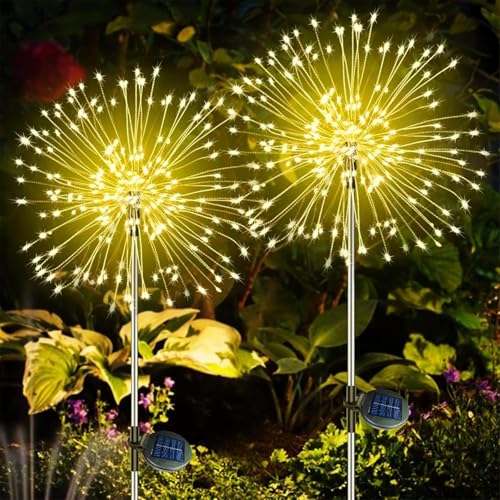 Solarlampen für Außen Garten, 2 Stück 150 LEDSolar Gartenleuchten für Außen 8 Modi Wasserdicht Solarlichter Pusteblume, Solarstecker Gartenleuchten für Außen Garten Wege Rasen Deko von AIBEAU