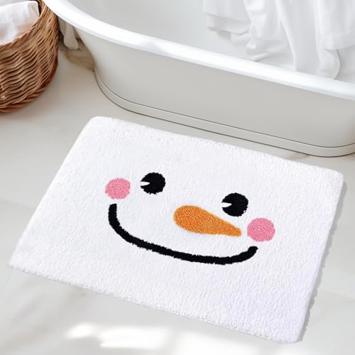 AIBIIN Badematte mit Weihnachtsmotiv und Schneemann, niedlicher Cartoon, weißer Schneemann, rutschfester Badteppich, extra weiche Mikrofaser, Badezimmer-Dekoration, 50 x 80 cm AIBIIN Badematte mit Weihnachtsmotiv und Schneemann, niedlicher Cartoon, weißer Schneemann, rutschfester Badteppich, extra weiche Mikrofaser, Badezimmer-Dekoration, 50 x 80 cm von AIBIIN