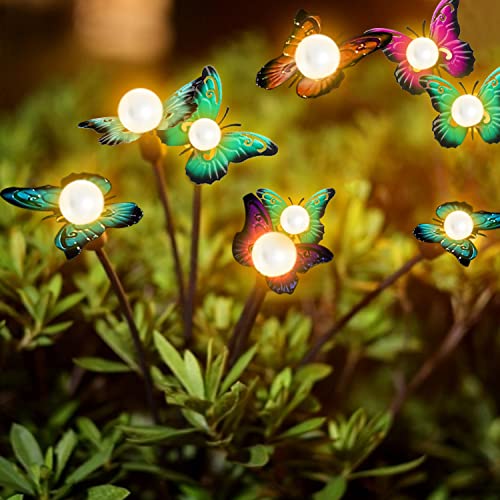 AIBISTAR Solarlampen für Außen Garten, 2 Pack 12LED Schmetterling Solarleuchten Garten,IP65 wasserdicht,Warmweiß，Geeignet für dekorativen Garten, Innenhof von AIBISTAR