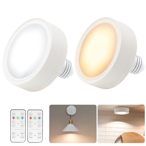 AIBOO LED Batteriebetriebene Lampen für Wandleuchte Innen E27, Fernbedienung und Touch Control CCT Mit E27 und Eisenstück für Wohnzimmer Schlafzimmer Treppenhaus Flur kabellose Wandleuchte 2er-Pack von AIBOO