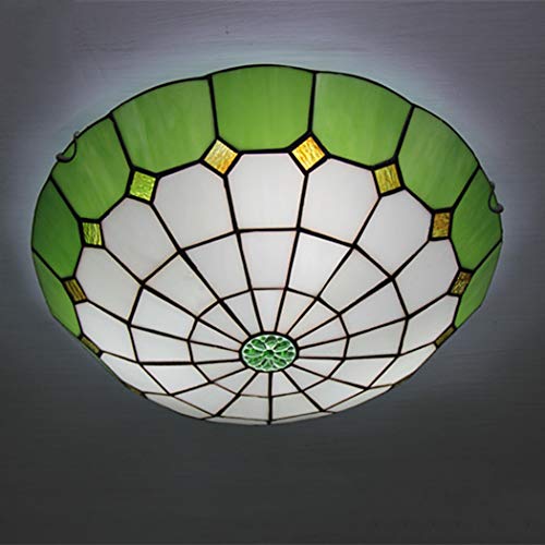 AIBOTY 16 Zoll Tiffany-Art-Glas-Deckenleuchte Moderne Lampe LED Kronleuchter Mittelmeer Einfachheit Pendelleuchten für Wohnzimmer Schlafzimmer,Grün AIBOTY 16 Zoll Tiffany-Art-Glas-Deckenleuchte Moderne Lampe LED Kronleuchter Mittelmeer Einfachheit Pendelleuchten für Wohnzimmer Schlafzimmer,Grün von AIBOTY