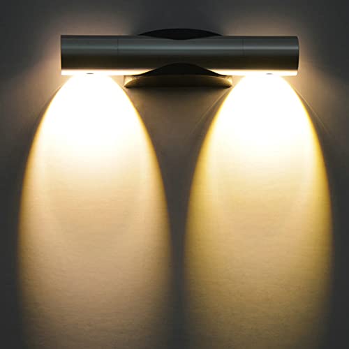 AIBOTY LED-Moderne Doppelkopf-Innenwandleuchte 8" Aluminium Up Down Wandleuchte Leuchte, 360 ° Schwenkbare Nachttischlampe Für Dekoratives Licht Der Ganghintergrundwand,Warm White Light von AIBOTY