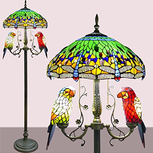 AIBOTY Papageien-Stehlampe, Libellen-Stehleuchte, Vintage-Papagei-Dragonfly-Design-Tiffany-Lampe Viktorianische Glasmalerei Lampenschirm Stehleselicht,Nachtlicht Für Mädchenzimmer W18 XH65,Grün AIBOTY Papageien-Stehlampe, Libellen-Stehleuchte, Vintage-Papagei-Dragonfly-Design-Tiffany-Lampe Viktorianische Glasmalerei Lampenschirm Stehleselicht,Nachtlicht Für Mädchenzimmer W18 XH65,Grün von AIBOTY
