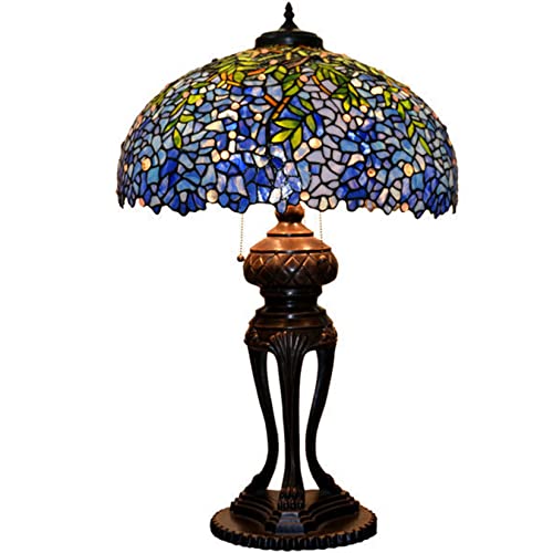AIBOTY Tiffany Tischlampe Buntglas-Nachttisch-Leselampe 3-Flammig, 20"X20"X32" Antike Viktorianische Schreibtischlampe Im Kunststil Für Schlafzimmer Wohnzimmer Büro Eisensockel,Wisteria AIBOTY Tiffany Tischlampe Buntglas-Nachttisch-Leselampe 3-Flammig, 20"X20"X32" Antike Viktorianische Schreibtischlampe Im Kunststil Für Schlafzimmer Wohnzimmer Büro Eisensockel,Wisteria von AIBOTY