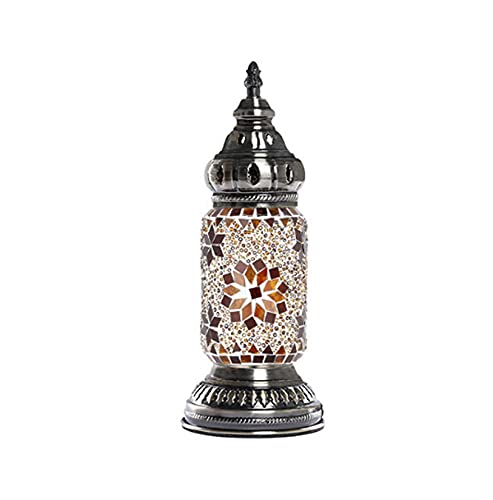 AIBOTY Türkisch Mosaik Nachttisch Lampe Böhmische Buntglas Vintage Nachtlichter Morkanisches Schlafzimmer Handmade Schreibtischlampe für Wohnzimmer Geschenk Cafe Bar,A von AIBOTY