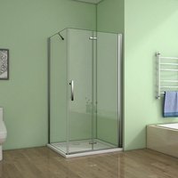 Aica Sanitaire - 70cm Tür x 100cm Seitenwand xH.195cm 6mm nano glas Falttür Drehtür von AICA SANITAIRE