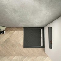 Aica Sanitaire - 80x80x3cm Quadrat Schwarz Stein-Effekt Duschwanne mit Ablaufgarnitur von AICA SANITAIRE