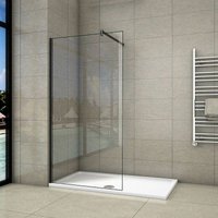 B.70xH.200cm Duschwand +ausziehbar (70-120cm)Schwarz Stabilisator Duschabtrennung Walk in Duschtrennwand 10mm NANO-Glas dusche von AICA SANITAIRE
