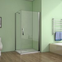 Aica Sanitaire - 100 Tür x 80 Seitenwand xH.195cm 6mm nano glas Eckeinstieg von AICA SANITAIRE