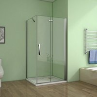 Aica Sanitaire - 100cm Tür x 90cm Seitenwand xH.195cm 6mm nano glas Falttür Drehtür von AICA SANITAIRE