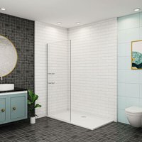 120x200cm 8mm NANO Glas Walk in Duschkabine Duschabtrennung Duschwand mit Dusche Glas Regal Badregal von AICA SANITAIRE