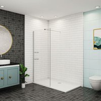 120x200cm 8mm NANO Glas Walk in Duschwand mit Dusche Glas Regal Badregal mit 73-120cm ziehbar Stabilisierungsstange von AICA SANITAIRE
