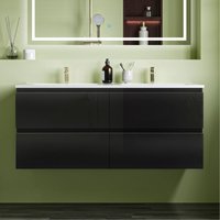 120x46x52cm SchwarzWaschtisch mit Unterschrank Waschbecken Unterschrank Badmbel Set UV-gelt 120x46x52cm SchwarzWaschtisch mit Unterschrank Waschbecken Unterschrank Badmbel Set UV-gelt von AICA SANITAIRE