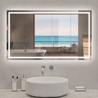 Aica Sanitaire - 120x70cm Badspiegel led Wandspiegel Badezimmerspiegel Tastenschalter Kaltweiß/Neutralweiß/Warmweiß dimmbar Antibeschlag von AICA SANITAIRE
