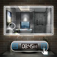 140 x 80 cm LED+Beschlagfrei+Uhr+3 Lichtfarben Dimmbar+Kosmetikspiegel+Helligkeit Memory Funktion 140 x 80 cm LED+Beschlagfrei+Uhr+3 Lichtfarben Dimmbar+Kosmetikspiegel+Helligkeit Memory Funktion von AICA SANITAIRE