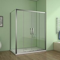 Aica Sanitaire - 140cm Schiebetür mit 76cm Seitenwand H.190cm Duschkabine Duschabtrennung 5mm esg Glas Schiebetür Nischentür Ohne Duschtasse von AICA SANITAIRE