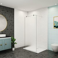 140x200cm begehbare Dusche Walk in Milchglas mit Glasschutzfolie 10mm nano Glas Duschkabinen +2x 140cm Stabilisator von AICA SANITAIRE