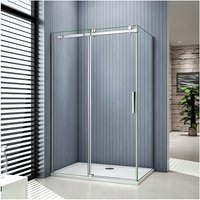 Aica Sanitaire - 140x70x195cm,Seitenwand Größe:70cm Duschabtrennung Schiebetür Duschkabine 8mm nano glas von AICA SANITAIRE