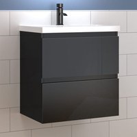 50x38.5x52cm SchwarzWaschtisch mit Unterschrank Waschbecken Unterschrank Badmbel Set UV-gelt von AICA SANITAIRE