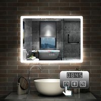 70 x 50 cm LED+Beschlagfrei+3 Lichtfarben Dimmbar+Uhr+Bluetooth+Helligkeit Memory Funktion 70 x 50 cm LED+Beschlagfrei+3 Lichtfarben Dimmbar+Uhr+Bluetooth+Helligkeit Memory Funktion von AICA SANITAIRE