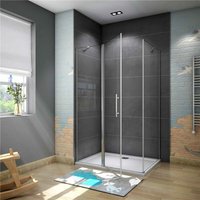 80 Tür x 80 Seitenwand x H.195cm 6mm nano glas Eckeinstieg Duschkabine Duschabtrennung Schwingtür Dushe Ohne Duschtasse von AICA SANITAIRE