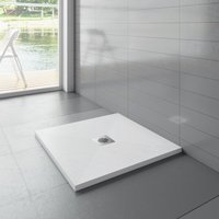 Aica Sanitaire - 800 x 800 x 30mm Quadrat Weiß Schiefereffekt Duschwanne ohne Ablaufgarnitur von AICA SANITAIRE