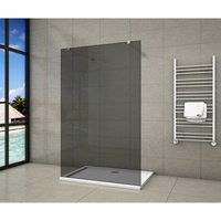 80x200cm Duschwand +2x(73-120cm)flexiblen Stabilisatoren ohne Profile Walk in Duschtrennwand von AICA SANITAIRE