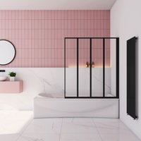 Schwarz 4-ftg. Faltbare 90x140cm Badewanneaufsatz 4mm esg Faltwand für Badewanne Duschabtrennung Duschwand von AICA SANITAIRE
