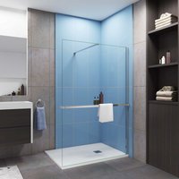 AICA Walk in 120x200cm Duschwand mit Stabilisator 8mm NANO ESG-Glas mit Duschregal Handtuchhalter Duschtrennwand F130 von AICA SANITAIRE