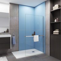 AICA Walk in 90x200cm Duschwand 8mm NANO ESG-Glas Duschabtrennung mit Duschregal Handtuchhalter Duschtrennwand von AICA SANITAIRE