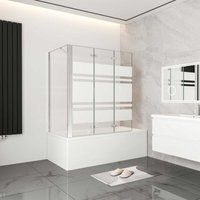 Aica 130cm Faltwand 3 teilig Badewanneaufsatz mit 80cm Seitewand 6mm Nano esg von AICA SANITAIRE