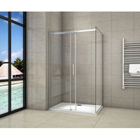 Aica Sanitaire - 100cm Schiebetür x80cm Seitenwand xH.195cm Eckig Duschkabine Dusche 6mm Glas von AICA SANITAIRE