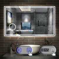 120 x 70 cm LED+Beschlagfrei+Bluetooth+Uhr+3 Lichtfarben Dimmbar+Kosmetikspiegel 120 x 70 cm LED+Beschlagfrei+Bluetooth+Uhr+3 Lichtfarben Dimmbar+Kosmetikspiegel von AICA SANITAIRE