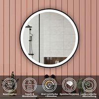 Aica Sanitaire - 70cm Rund Wandspiegel Badspiegel mit beleuchtung Touch+Beschlagfrei+3 Lichtfarben Dimmbar+LED MemoryFunktion+einstündiger von AICA SANITAIRE