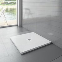 Aica Sanitaire - 900x900x30mm Quadrat Weiß Schiefereffekt Duschwanne mit Ablaufgarnitur plastik Ablaufabdeckung von AICA SANITAIRE