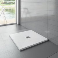 Aica Sanitaire - 900x900x30mm Quadrat Weiß Schiefereffekt Duschwanne mit Ablaufgarnitur rostfreien Ablaufabdeckung von AICA SANITAIRE