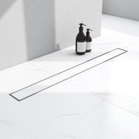 Duschrinne Extra Flach 360° Siphon mit Geruchsstop und Haarsieb Rinne Komplettset Edelstahl Bodenablauf für Duschkabine Duschwand - 50 cm Befliesbar von AICA SANITAIRE