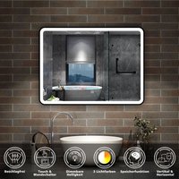 Aica Sanitaire - Touch Badspiegel led Wandspiegel Badezimmerspiegel Beleuchtung Beschlagfrei Kalt/Warmwei dimmbar 80 x 60cm von AICA SANITAIRE