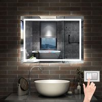 Aica Sanitaire - Wandspiegel mit Beleuchtung led Spiegel Badspiegel mit Touchschalter+Beschlagfrei+Helligkeit Memory Funktion+3 Lichtfarben Dimmbar von AICA SANITAIRE