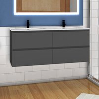 Aica Sanitaire - Waschtisch mit/ohne Waschbecken Waschbeckenunterschrank Badmöbel 120cm Anthrazit mit Waschbecken von AICA SANITAIRE