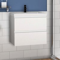 Aica Sanitaire - Waschtisch mit Unterschrank 60 cm Badmöbel Set mit Waschbecken Mineralguss Gäste wc Weiß Matt von AICA SANITAIRE